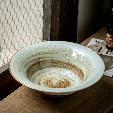 Vintage Brush Pattern Straw Hat Bowl Ceramic Tableware