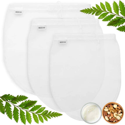 3 Nut Milk Bags For Vegan Nut Almond Milk Hazelnut Fine Mesh Straining Cloth