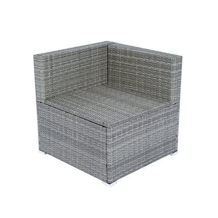 6 Pieces PE Rattan Sectional Outdoor Furniture Cushioned Sofa Set Grey Wicker, Dark Grey Cushion