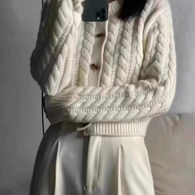 Women's Button Twist Cashmere Cardigan Sweater