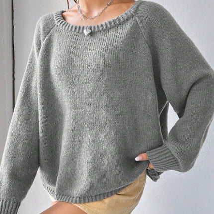 Women's Sweater Fashion Pullover Round Neck Solid Color