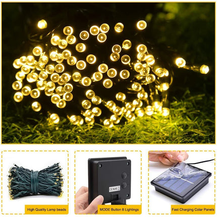 Solar Lichterkette Beleuchtung Kette 50- 200 LED Party Garten AuBen Deko