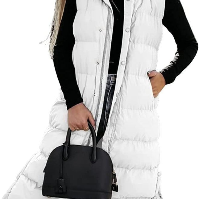 Women's Casual Mid-length Vest Zipper Single-breasted Jacket
