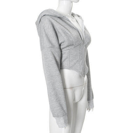 Zipper Hoodie Cardigan Y2K Ins Fashion Street Long Sleeve Corset Jacket Women Clothing