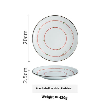 Creative Ceramic Round Shallow Household Western Cuisine Steak Plate