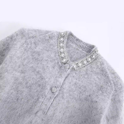 Sweet Soft Glutinous Short-sleeved Jewelry Knitted Coat