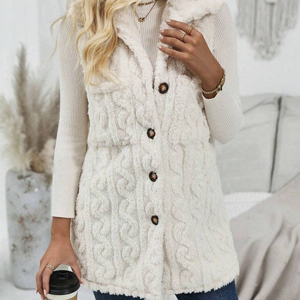 Double-sided Plush Pocket Cardigan Lapel Vest Casual Jacket