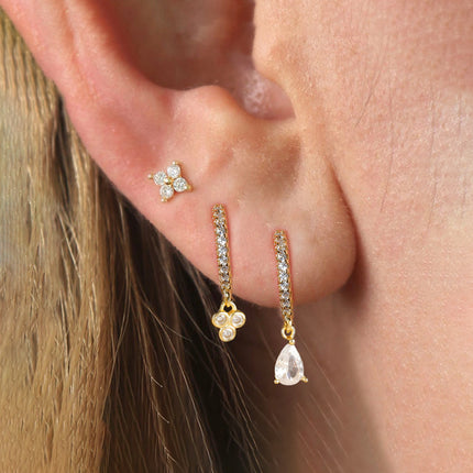 Affordable Luxury Fashion Flowers Zircon Earrings Plated With Real Gold