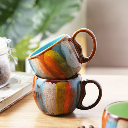 Creative ceramic cup milk cup water cup coffee cup breakfast cup couple cup to cup mug with lid spoon