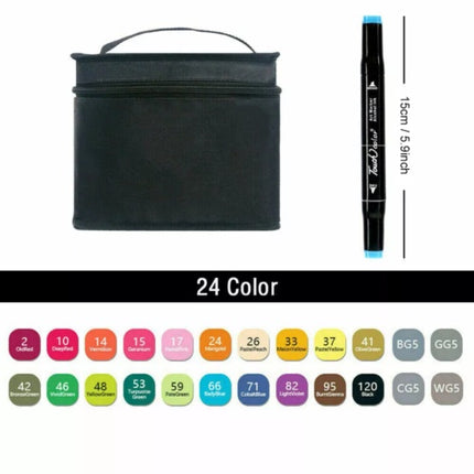 24Color Brush Pens Set Dual Tips Soft Fine Art Markers Drawing Watercolour Gifts