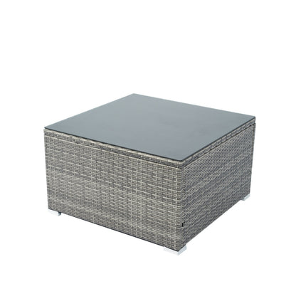 6 Pieces PE Rattan Sectional Outdoor Furniture Cushioned Sofa Set Grey Wicker, Dark Grey Cushion