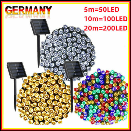 Solar Lichterkette Beleuchtung Kette 50- 200 LED Party Garten AuBen Deko