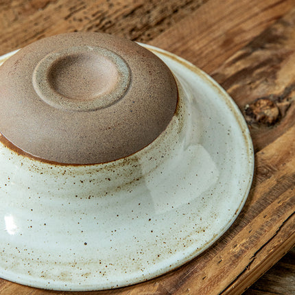 Vintage Brush Pattern Straw Hat Bowl Ceramic Tableware