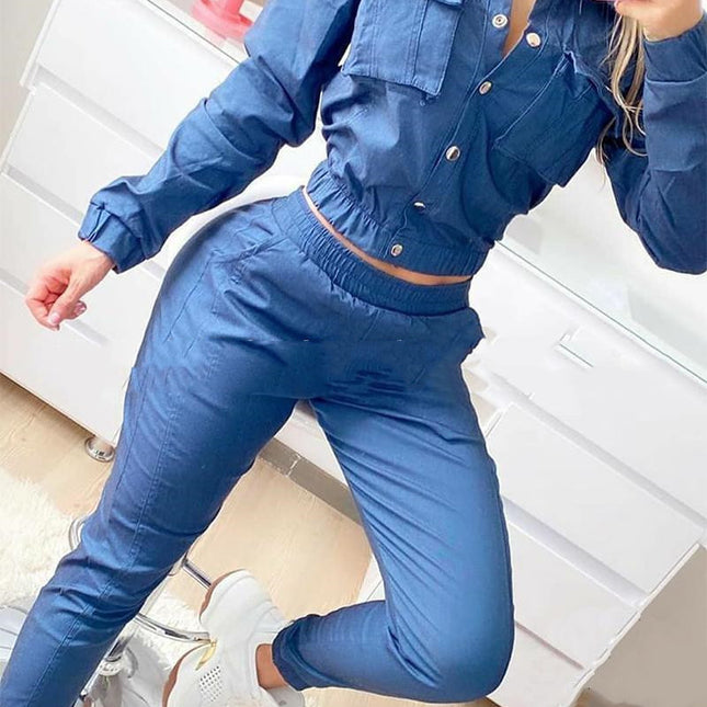 Autumn And Winter Denim Sports Long Suit