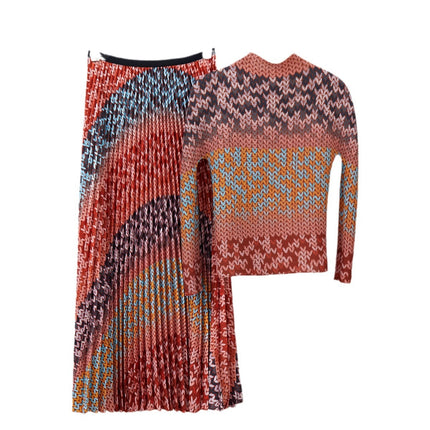 High-end Western Style Pleated Skirt Fashion Women's Two-piece Suit