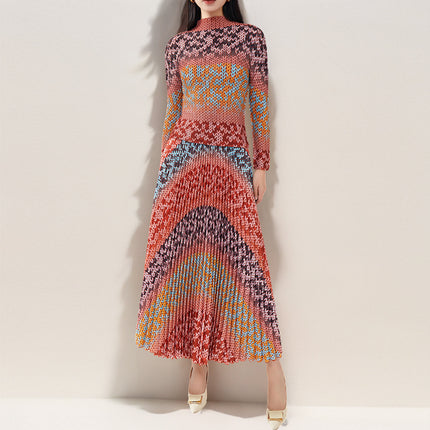 High-end Western Style Pleated Skirt Fashion Women's Two-piece Suit