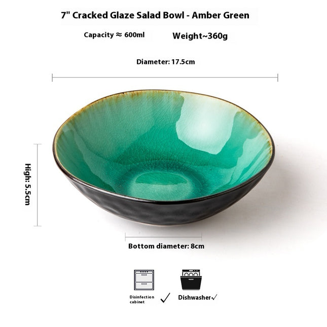 Vintage Ceramic Irregular Crackle Glaze Bowl