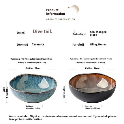 95 Inch Ceramic Irregular Soup Bowl