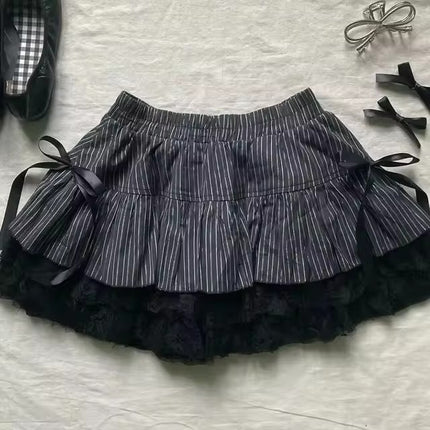 Cute Fashion Bow Waist Trimming Fashion Gothic Vintage Skirt
