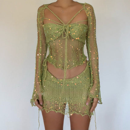 Women's Knitted Sweater Three-piece Set Suit