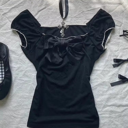 Cute Fashion Bow Waist Trimming Fashion Gothic Vintage Skirt