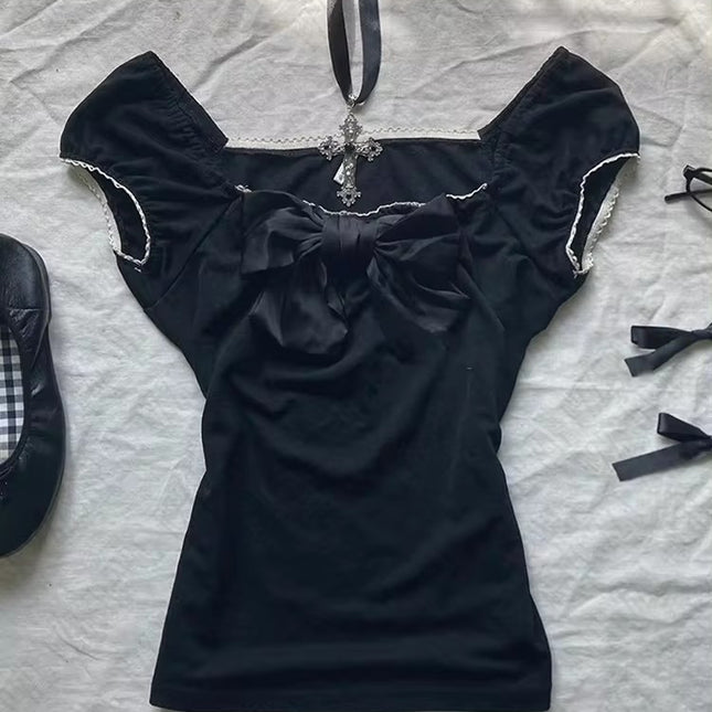Cute Fashion Bow Waist Trimming Fashion Gothic Vintage Skirt