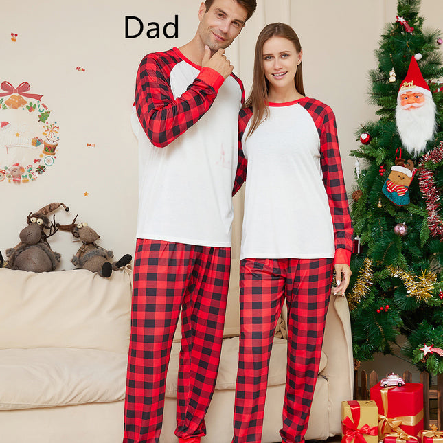 Christmas Solid Color Plaid Printed Christmas Parent-child Homewear Suits