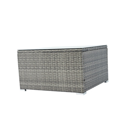 6 Pieces PE Rattan Sectional Outdoor Furniture Cushioned Sofa Set Grey Wicker, Dark Grey Cushion