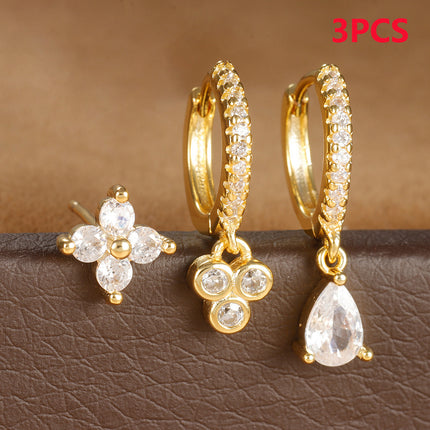 Affordable Luxury Fashion Flowers Zircon Earrings Plated With Real Gold