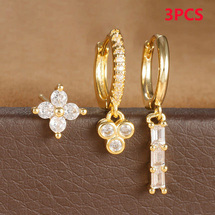 Affordable Luxury Fashion Flowers Zircon Earrings Plated With Real Gold
